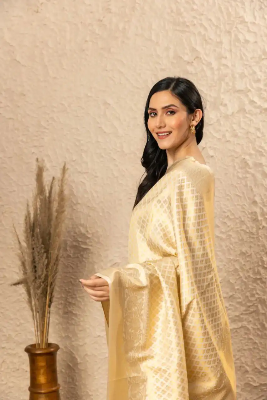 KPR 073 Off White Soft Lichi Silk Saree Perfect for Wedding, Party, Reception, Diwali, Ethnic Day – . Affordable Price ₹1299. Delivery 4-6 Working Days. | Sarees, Bollywood Sarees, Creative Sarees, Designer Sarees, Embroidered Sarees, Ethnic Saree, Modern Digital sarees, Party Wear Sarees