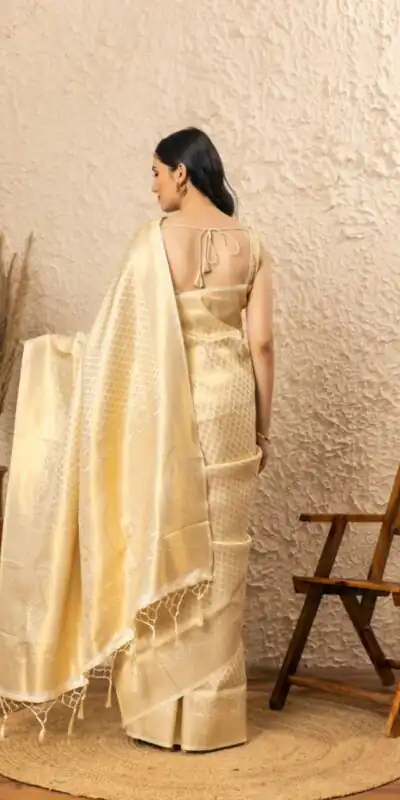 KPR 073 Off White Soft Lichi Silk Saree Perfect for Wedding, Party, Reception, Diwali, Ethnic Day – . Affordable Price ₹1299. Delivery 4-6 Working Days. | Sarees, Bollywood Sarees, Creative Sarees, Designer Sarees, Embroidered Sarees, Ethnic Saree, Modern Digital sarees, Party Wear Sarees