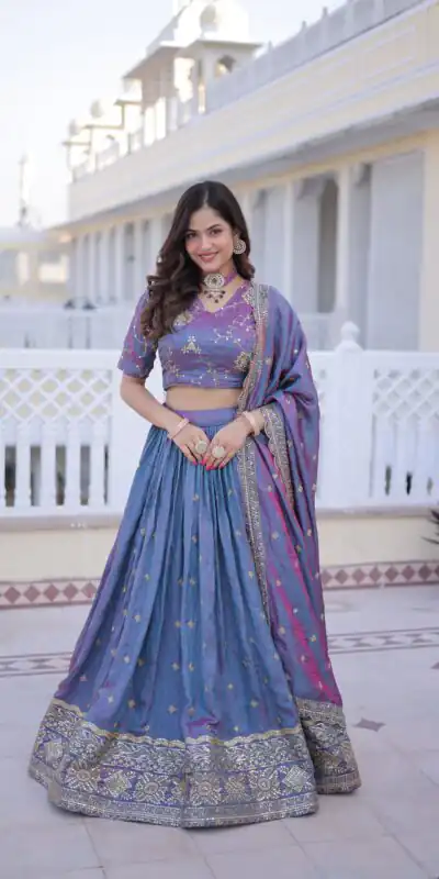 KA 5066 Blue Ysl Silk Lehenga Choli Perfect for Wedding, Party, Lohri, Pongal, Engagement – . Now at just ₹2649. Delivery 4-6 Working Days. Shop now. | Lehenga, Bollywood Lehenga, Creative Lehenga, Designer Lehenga, Embroidered Lehenga, Party Wear Lehenga