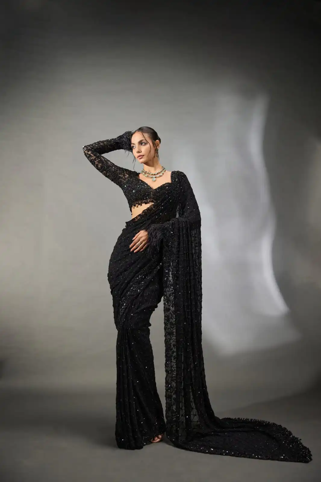 DF 3474 Black Faux Georgette Saree Perfect for Wedding, Party, Bridal Wear, Baisakhi, Raksha Bandhan –. Introductory Price ₹1799. Delivery 4-6 Workin | Sarees, Bollywood Sarees, Creative Sarees, Designer Sarees, Embroidered Sarees, Ethnic Saree, Modern Digital sarees, Party Wear Sarees