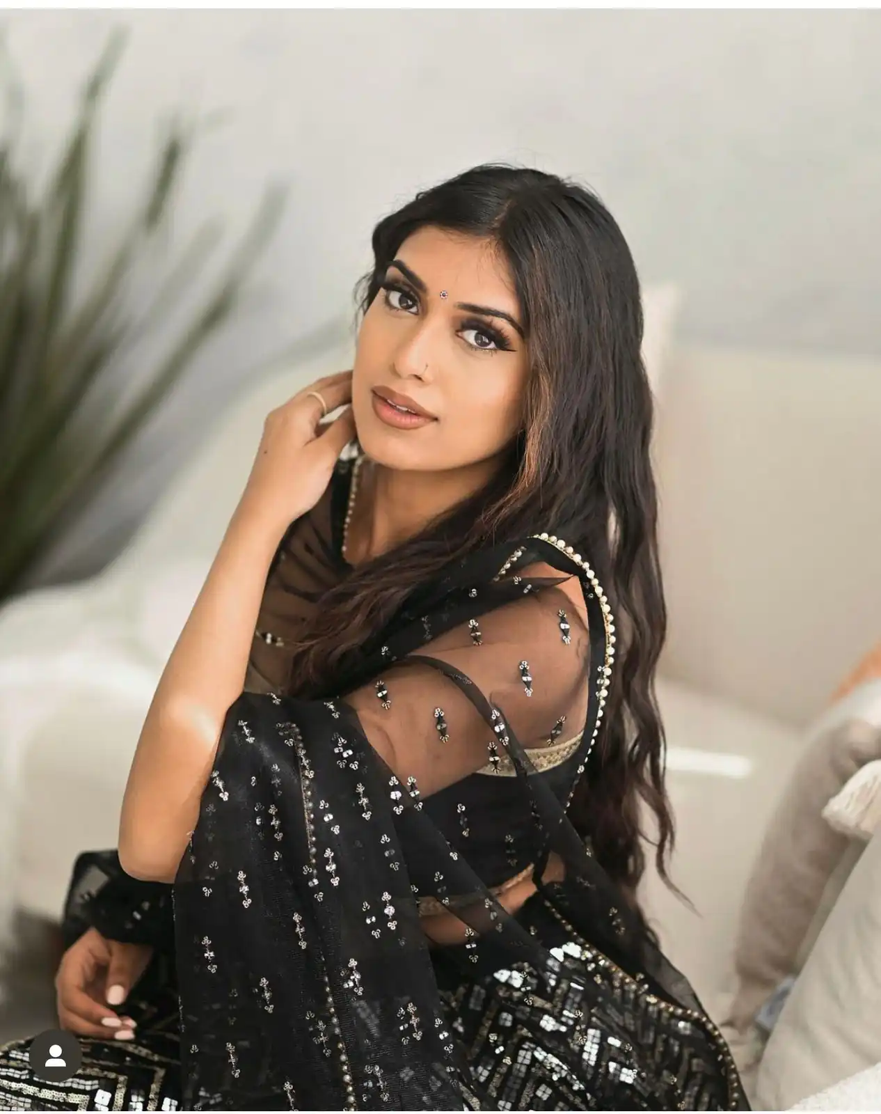 Black Faux Georgette Sequence Work Lehenga Choli - Image 4