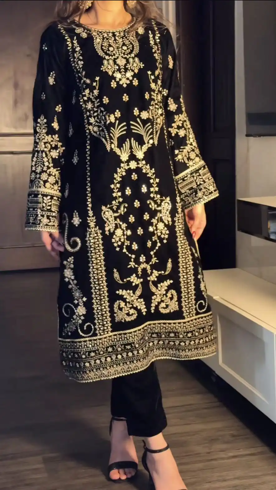 NF 1271 Black Korean Satin Silk Salwar Suit with Lace Work & Embroidery Work. Exclusive Offer ₹2449. Delivery 4-6 Working Days. Shop now. | Jump Suits, Salwar suit, Designer Suits, Casual Suits, Creative suits, Palazzo Suits, Party Wear Suits, Patiala Suits, Straight Suits