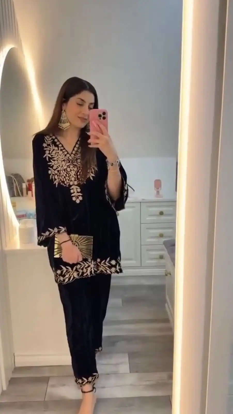 Black Velvet Embroidery Work Salwar Suit - Image 2