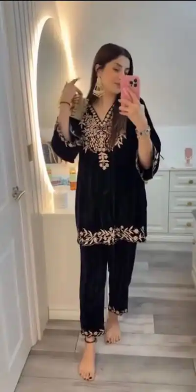 LG 2037 Black in Velvet Embroidery Work Salwar Suit. Wedding, Party, Festive, Events Get it for ₹1799. Delivery 4-6 Working Days. Shop now. | Jump Suits, Tops & Bottoms, Track Suits, Trendy Wear, Salwar suit, Designer Suits, Casual Suits, Creative suits, Palazzo Suits, Party Wear Suits, Patiala Suits, Straight Suits