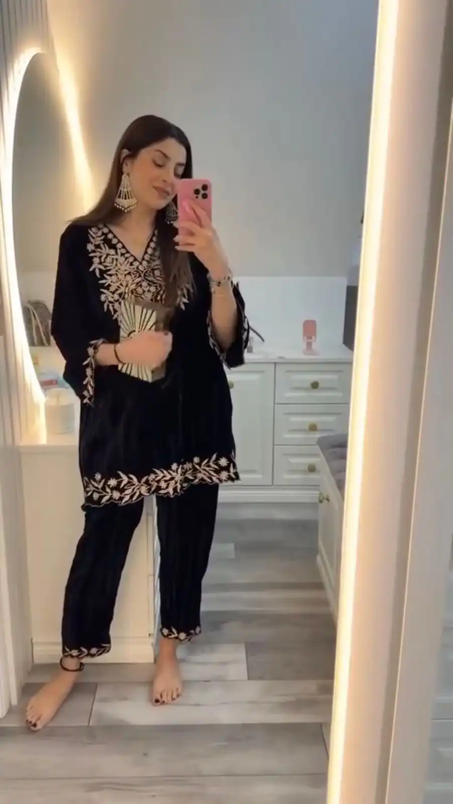 Black Velvet Embroidery Work Salwar Suit - Image 5