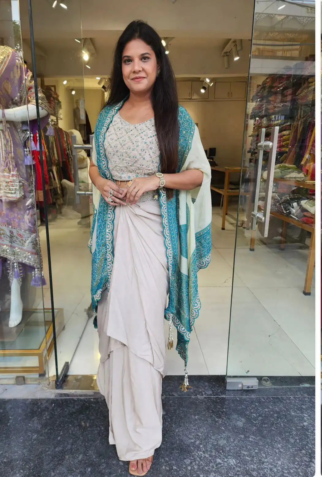 BB 53 Blue Crap Silk Dhoti Suit. Perfect for Wedding, Party, Anniversary, Holi, Temple Visit – Available at ₹2599 only. Delivery 4-6 Working Days. | Jump Suits, Salwar suit, Designer Suits, Casual Suits, Creative suits, Palazzo Suits, Party Wear Suits, Patiala Suits, Straight Suits