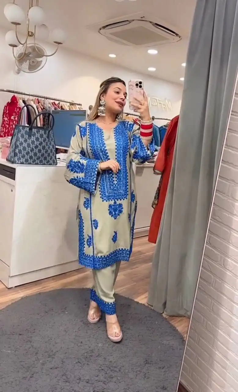 KF 1694 Blue in Color Jam Cotton Embroidery Work Salwar Suit . Available at ₹2149 only. Delivery 4-6 Working Days. Shop now. | Jump Suits, Salwar suit, Designer Suits, Casual Suits, Creative suits, Palazzo Suits, Party Wear Suits, Patiala Suits, Straight Suits