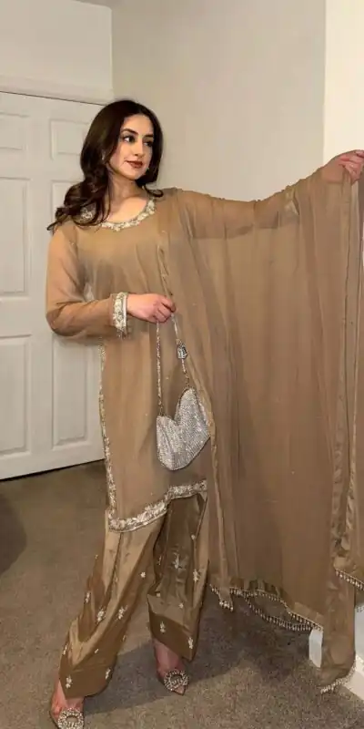 SRK 5263 Brown Color Fox Georgette Salwar Suit with Embroidery Work. Online Now at just ₹1749. Delivery 4-6 Working Days. Shop now. | Jump Suits, Salwar suit, Designer Suits, Casual Suits, Creative suits, Palazzo Suits, Party Wear Suits, Patiala Suits, Straight Suits