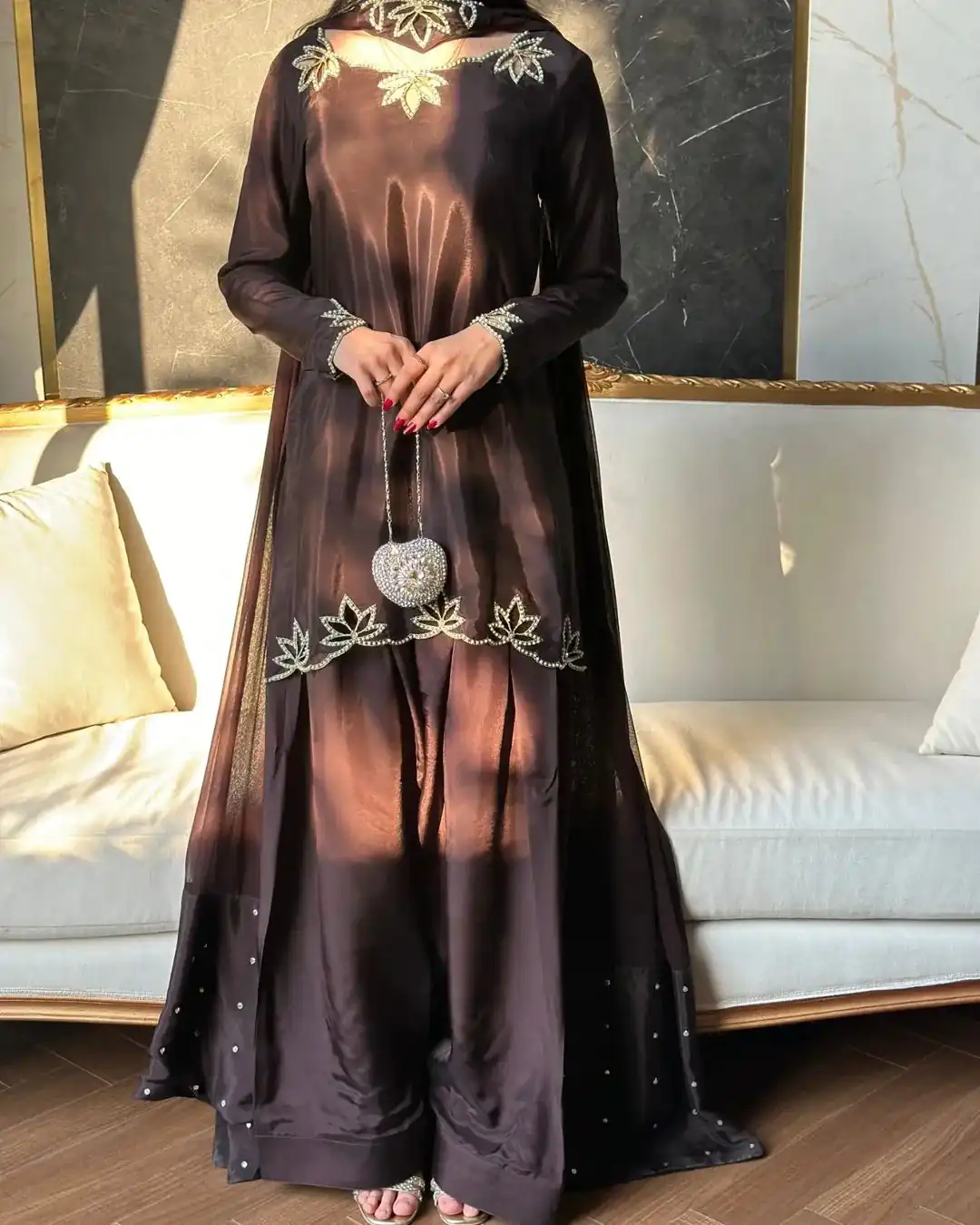 NF 1270 Brown Natural Crep Salwar Suit Brown with Embroidery Work. Exclusive Offer ₹1899. Delivery 4-6 Working Days. Shop now. | Jump Suits, Salwar suit, Designer Suits, Casual Suits, Creative suits, Palazzo Suits, Party Wear Suits, Patiala Suits, Straight Suits