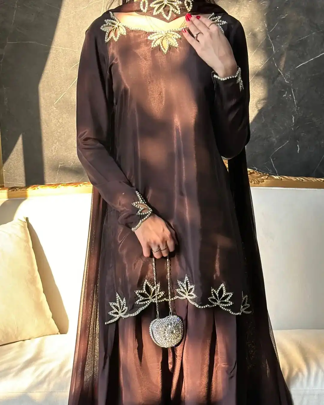 NF 1270 Brown Natural Crep Salwar Suit Brown with Embroidery Work. Exclusive Offer ₹1899. Delivery 4-6 Working Days. Shop now. | Jump Suits, Salwar suit, Designer Suits, Casual Suits, Creative suits, Palazzo Suits, Party Wear Suits, Patiala Suits, Straight Suits