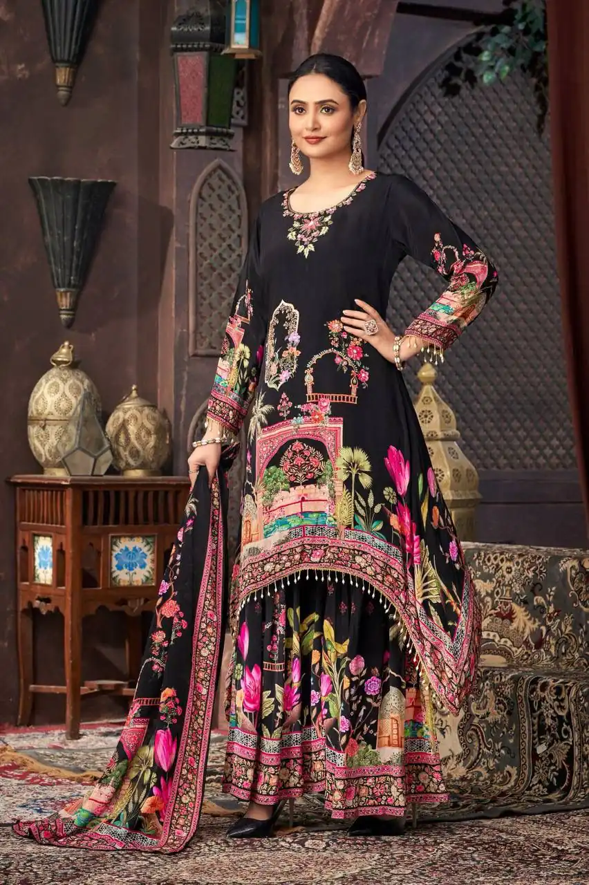 ST 217 Black Georgette Salwar Suit Perfect for Wedding, Party, Lohri, Pooja, Cultural Events – . Get it for ₹1999. Delivery 4-6 Working Days. Shop n | Jump Suits, Salwar suit, Designer Suits, Casual Suits, Creative suits, Palazzo Suits, Party Wear Suits, Patiala Suits, Straight Suits