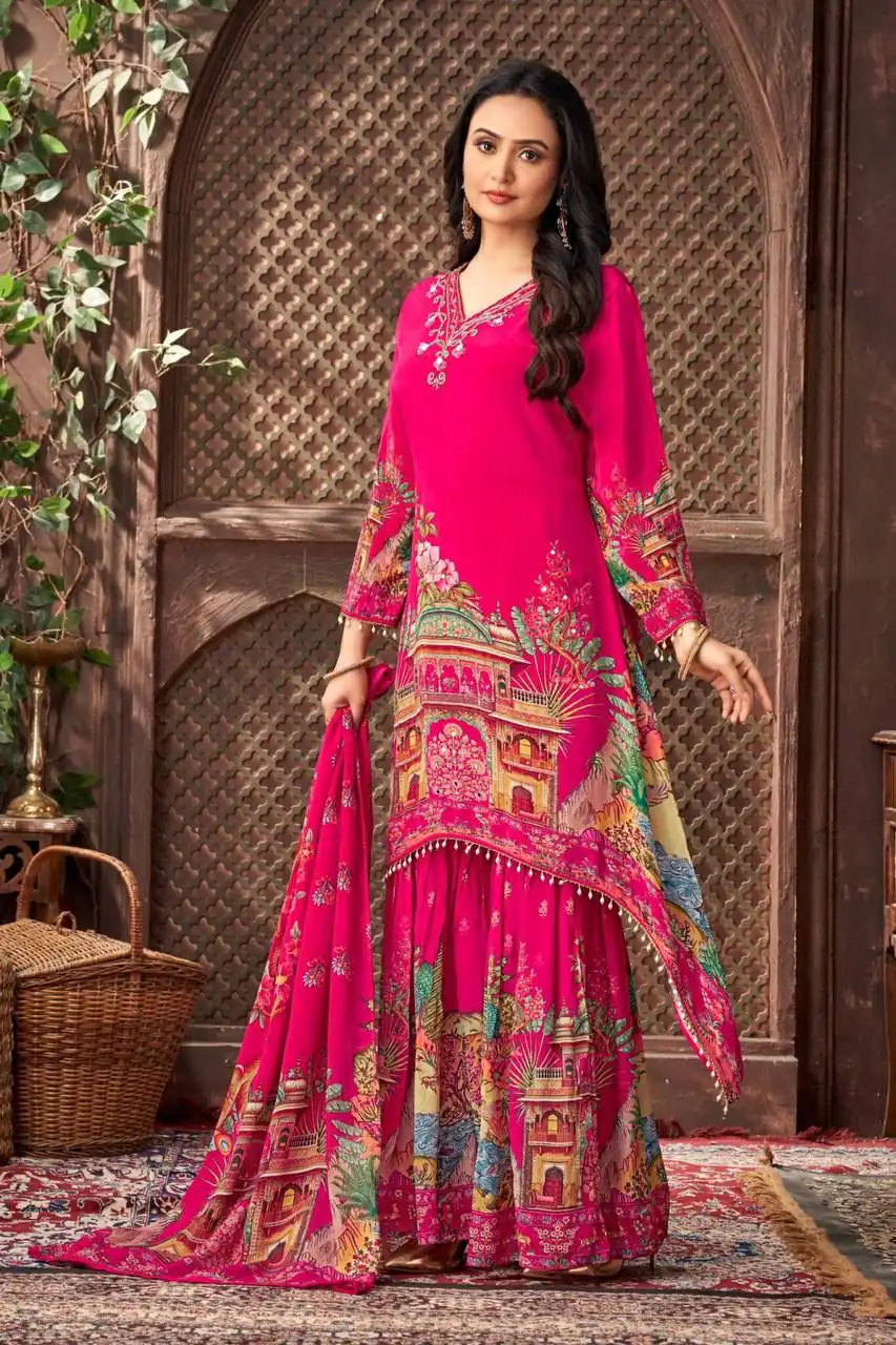 ST 217 Pink Georgette Salwar Suit Perfect for Wedding, Party, Lohri, Pooja, Cultural Events – . Get it for ₹1999. Delivery 4-6 Working Days. Shop n | Jump Suits, Salwar suit, Designer Suits, Casual Suits, Creative suits, Palazzo Suits, Party Wear Suits, Patiala Suits, Straight Suits