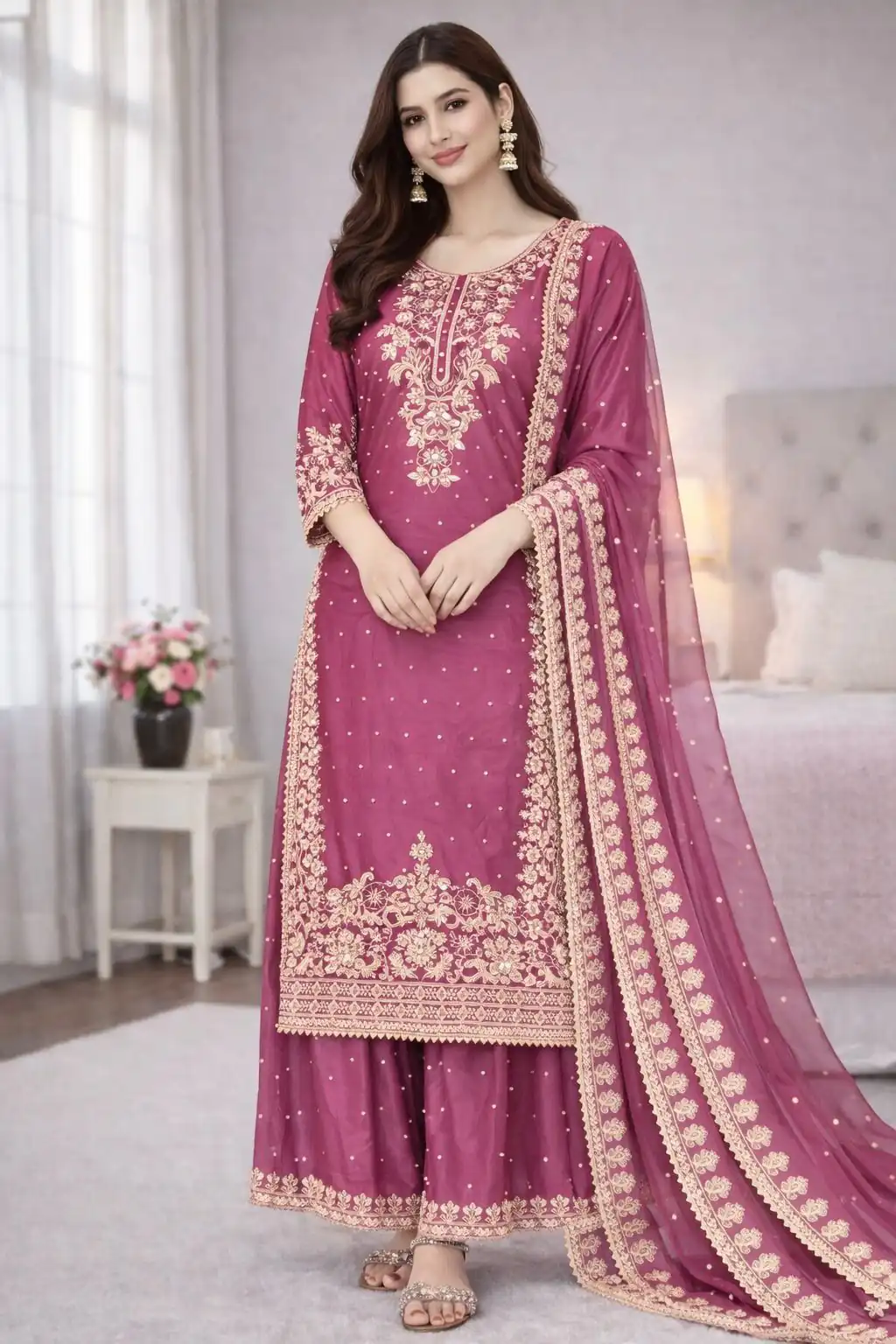 SSR 535 Rani Pink Color in Organza Silk Embroidery Work Salwar Suit . Available at ₹2399 only. Delivery 4-6 Working Days. Shop now. | Jump Suits, Salwar suit, Designer Suits, Casual Suits, Creative suits, Palazzo Suits, Party Wear Suits, Patiala Suits, Straight Suits