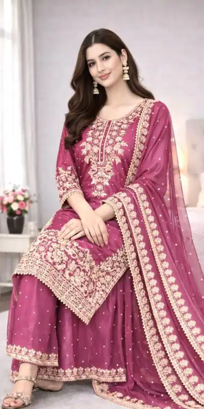 SSR 535 Rani Pink Color in Organza Silk Embroidery Work Salwar Suit . Available at ₹2399 only. Delivery 4-6 Working Days. Shop now. | Jump Suits, Salwar suit, Designer Suits, Casual Suits, Creative suits, Palazzo Suits, Party Wear Suits, Patiala Suits, Straight Suits