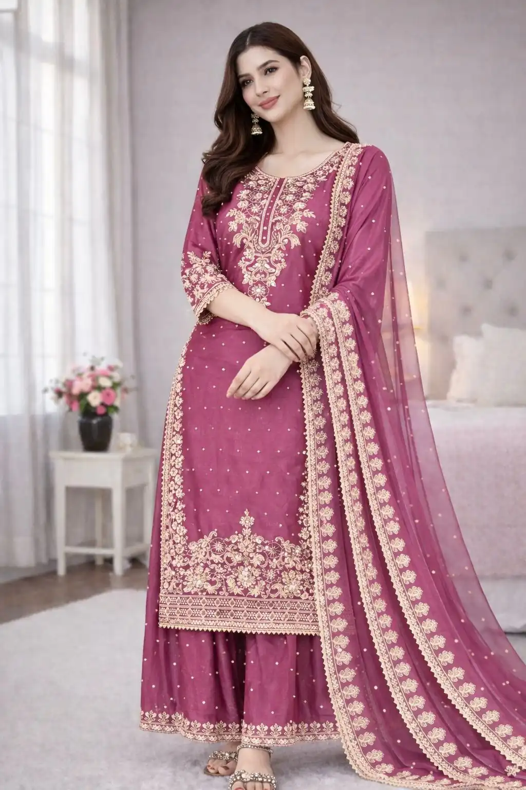 SSR 535 Rani Pink Color in Organza Silk Embroidery Work Salwar Suit . Available at ₹2399 only. Delivery 4-6 Working Days. Shop now. | Jump Suits, Salwar suit, Designer Suits, Casual Suits, Creative suits, Palazzo Suits, Party Wear Suits, Patiala Suits, Straight Suits
