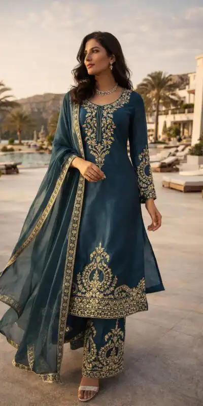 RTC 5983 Teal Blue Zimmy Silk Salwar Suit Perfect for Wedding, Party, Karwa Chauth, Haldi, Eid – . Special Price ₹2099. Delivery 4-6 Working Days. Shop no | Jump Suits, Salwar suit, Designer Suits, Casual Suits, Creative suits, Palazzo Suits, Party Wear Suits, Patiala Suits, Straight Suits