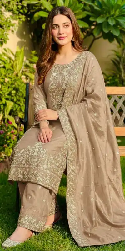 SRK 5316 Cream Organza Silk Salwar Suit Perfect for Wedding, Party, Makar Sankranti, Eid, Durga Puja – . Affordable Price ₹2149. Delivery 4-6 Workin | Jump Suits, Straight Suits, Salwar suit, Designer Suits, Casual Suits, Creative suits, Palazzo Suits, Party Wear Suits, Patiala Suits