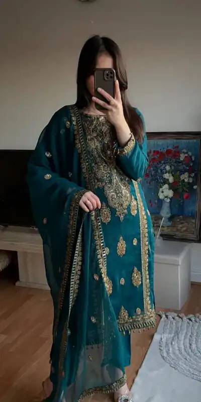 MD 3042 Teal Chinon Silk Salwar Suit with Embroidery Work & Lace Work. Affordable Price ₹2049. Delivery 4-6 Working Days. Shop now. | Jump Suits, Salwar suit, Designer Suits, Casual Suits, Creative suits, Palazzo Suits, Party Wear Suits, Patiala Suits, Straight Suits