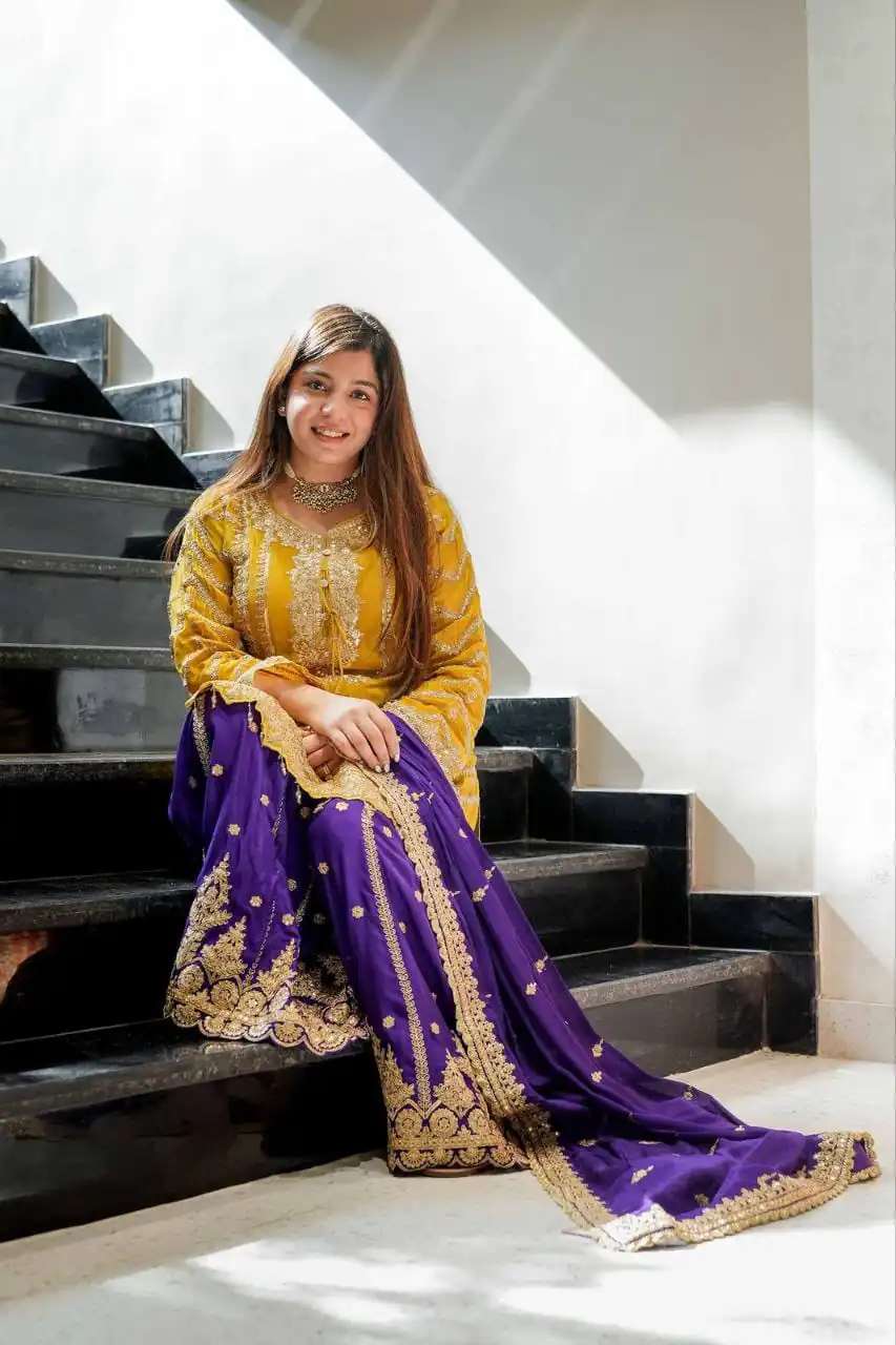 ZS 7001 Yellow Chinon Silk Salwar Suit with Embroidery Work & Lace Work. Affordable Price ₹2499. Delivery 4-6 Working Days. Shop now. | Jump Suits, Salwar suit, Designer Suits, Casual Suits, Creative suits, Palazzo Suits, Party Wear Suits, Patiala Suits, Straight Suits