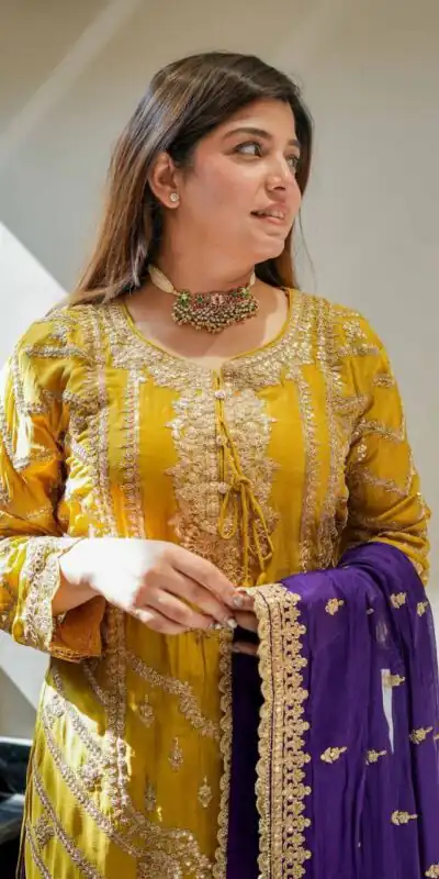 ZS 7001 Yellow Chinon Silk Salwar Suit with Embroidery Work & Lace Work. Affordable Price ₹2499. Delivery 4-6 Working Days. Shop now. | Jump Suits, Salwar suit, Designer Suits, Casual Suits, Creative suits, Palazzo Suits, Party Wear Suits, Patiala Suits, Straight Suits