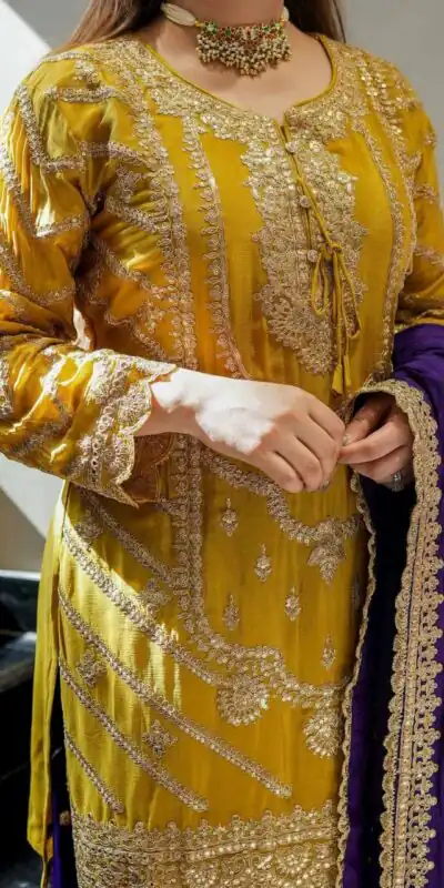 ZS 7001 Yellow Chinon Silk Salwar Suit with Embroidery Work & Lace Work. Affordable Price ₹2499. Delivery 4-6 Working Days. Shop now. | Jump Suits, Salwar suit, Designer Suits, Casual Suits, Creative suits, Palazzo Suits, Party Wear Suits, Patiala Suits, Straight Suits