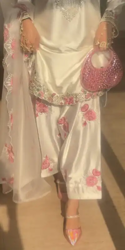 MD 3081 Off White Japan Satin Salwar Suit Perfect for Wedding, Party, Durga Puja, Traditional Day, Temple Visit – . Introductory Price ₹2549. Deli | Jump Suits, Salwar suit, Designer Suits, Casual Suits, Creative suits, Palazzo Suits, Party Wear Suits, Patiala Suits, Straight Suits