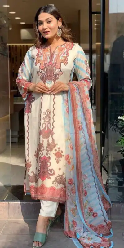 DC G24 Off White in Maslin Digital Print Salwar Suit . Wedding, Party, Festive, Events, Introductory Price ₹1649. Delivery 4-6 Working Days. Shop now. | Jump Suits, Salwar suit, Designer Suits, Casual Suits, Creative suits, Palazzo Suits, Party Wear Suits, Patiala Suits, Straight Suits
