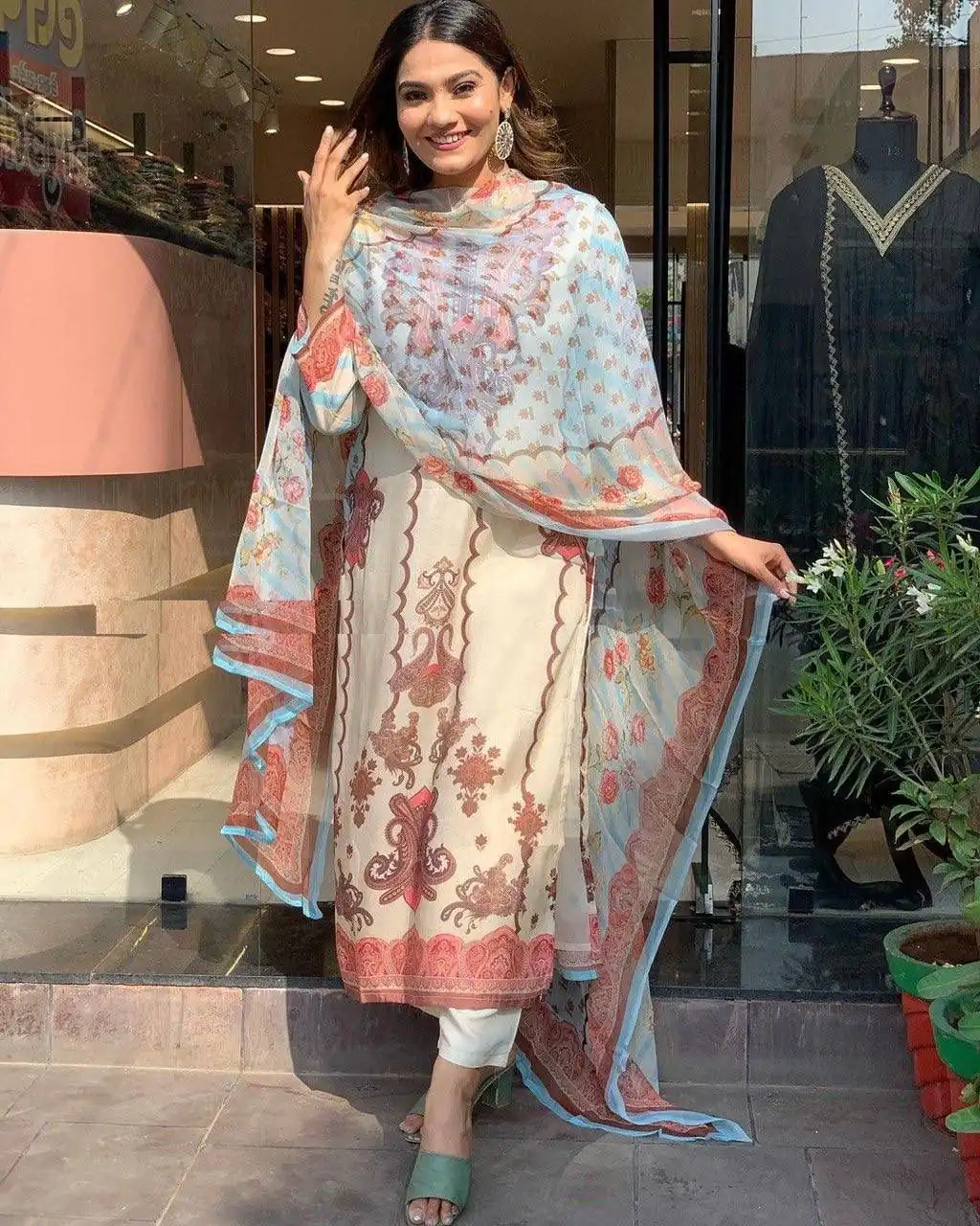 DC G24 Off White in Maslin Digital Print Salwar Suit . Wedding, Party, Festive, Events, Introductory Price ₹1649. Delivery 4-6 Working Days. Shop now. | Jump Suits, Salwar suit, Designer Suits, Casual Suits, Creative suits, Palazzo Suits, Party Wear Suits, Patiala Suits, Straight Suits