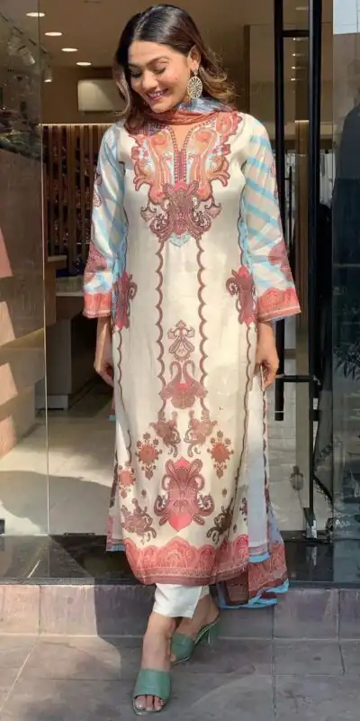 DC G24 Off White in Maslin Digital Print Salwar Suit . Wedding, Party, Festive, Events, Introductory Price ₹1649. Delivery 4-6 Working Days. Shop now. | Jump Suits, Salwar suit, Designer Suits, Casual Suits, Creative suits, Palazzo Suits, Party Wear Suits, Patiala Suits, Straight Suits
