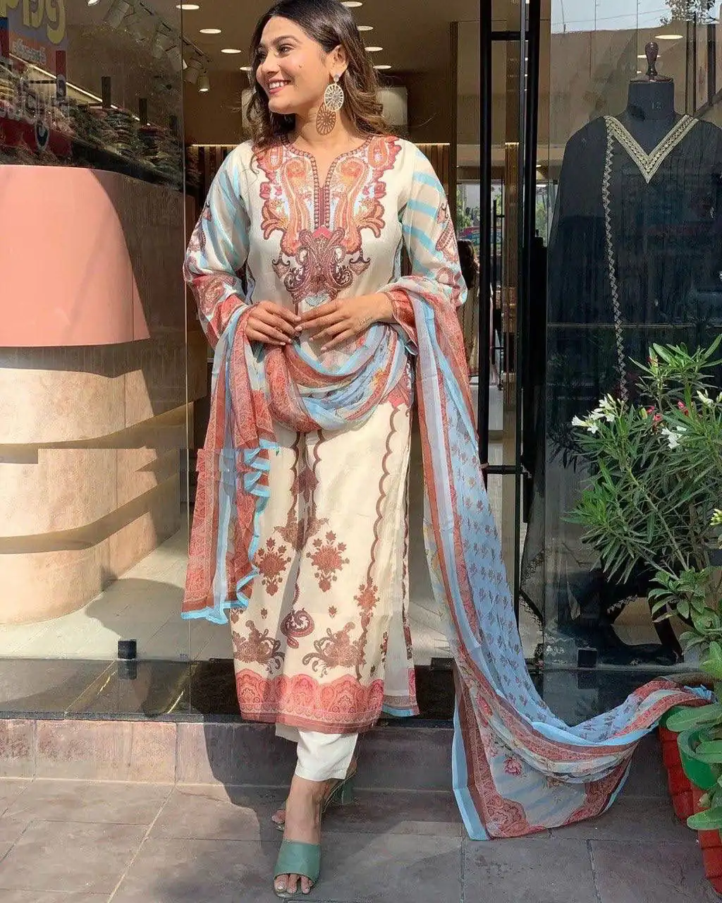DC G24 Off White in Maslin Digital Print Salwar Suit . Wedding, Party, Festive, Events, Introductory Price ₹1649. Delivery 4-6 Working Days. Shop now. | Jump Suits, Salwar suit, Designer Suits, Casual Suits, Creative suits, Palazzo Suits, Party Wear Suits, Patiala Suits, Straight Suits