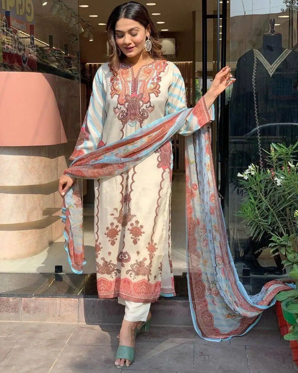 DC G24 Off White in Maslin Digital Print Salwar Suit . Wedding, Party, Festive, Events, Introductory Price ₹1649. Delivery 4-6 Working Days. Shop now. | Jump Suits, Salwar suit, Designer Suits, Casual Suits, Creative suits, Palazzo Suits, Party Wear Suits, Patiala Suits, Straight Suits