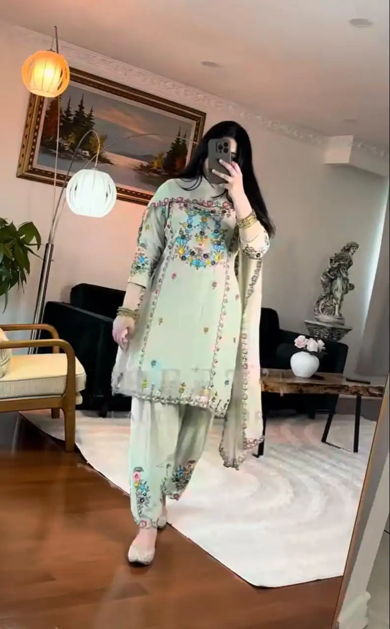 MD 3052 Pista Color Chinon Silk Salwar Suit with Embroidery Work. Online Get it for ₹2099. Delivery 4-6 Working Days. Shop now. | Jump Suits, Salwar suit, Designer Suits, Casual Suits, Creative suits, Palazzo Suits, Party Wear Suits, Patiala Suits, Straight Suits