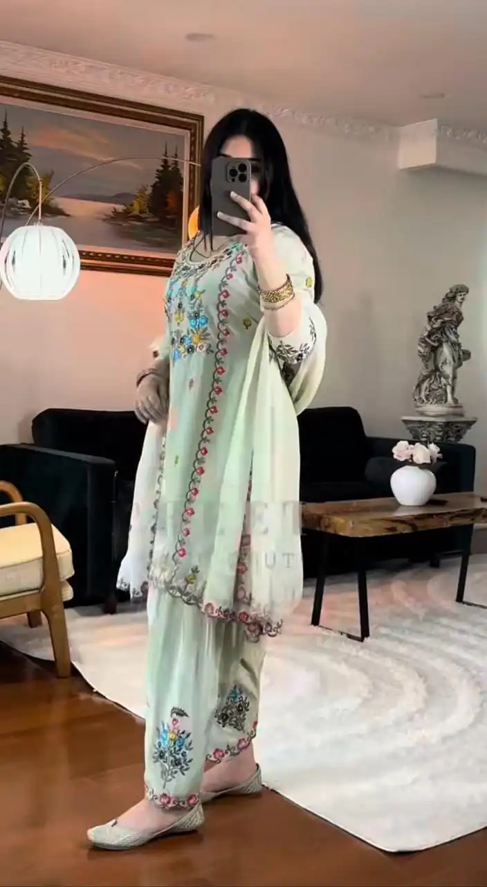 MD 3052 Pista Color Chinon Silk Salwar Suit with Embroidery Work. Online Get it for ₹2099. Delivery 4-6 Working Days. Shop now. | Jump Suits, Salwar suit, Designer Suits, Casual Suits, Creative suits, Palazzo Suits, Party Wear Suits, Patiala Suits, Straight Suits