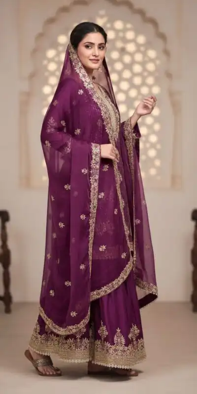 AD 219 Wine in Pure Organza Silk Embroidery Work & Cut Work Salwar Suit . Exclusive Offer ₹2499. Delivery 4-6 Working Days. Shop now. | Jump Suits, Salwar suit, Designer Suits, Casual Suits, Creative suits, Palazzo Suits, Party Wear Suits, Patiala Suits, Straight Suits