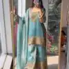 SR 1705 Firozi Fendy Silk Salwar Suit Perfect for Wedding, Party, Cultural Events, Sangeet, Housewarming – . Grab it for ₹2449. Delivery 4-6 Working Da | Jump Suits, Salwar suit, Designer Suits, Casual Suits, Creative suits, Palazzo Suits, Party Wear Suits, Patiala Suits, Straight Suits
