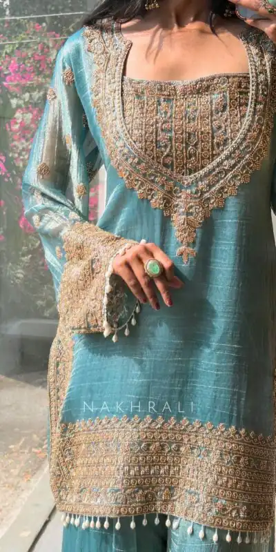 SR 1705 Firozi Fendy Silk Salwar Suit Perfect for Wedding, Party, Cultural Events, Sangeet, Housewarming – . Grab it for ₹2449. Delivery 4-6 Working Da | Jump Suits, Salwar suit, Designer Suits, Casual Suits, Creative suits, Palazzo Suits, Party Wear Suits, Patiala Suits, Straight Suits