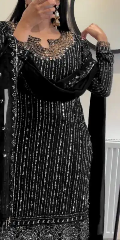 RTC 5716 Black Color Foix Georgette Thread Sequence Work Salwar Suit Wedding, Party, Festive, Events Etc. Expected Delivery 4-6 Working Days @2099/- | Jump Suits, Salwar suit, Designer Suits, Casual Suits, Creative suits, Palazzo Suits, Party Wear Suits, Patiala Suits, Straight Suits