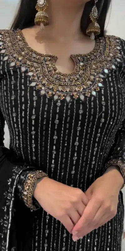 RTC 5716 Black Color Foix Georgette Thread Sequence Work Salwar Suit Wedding, Party, Festive, Events Etc. Expected Delivery 4-6 Working Days @2099/- | Jump Suits, Salwar suit, Designer Suits, Casual Suits, Creative suits, Palazzo Suits, Party Wear Suits, Patiala Suits, Straight Suits