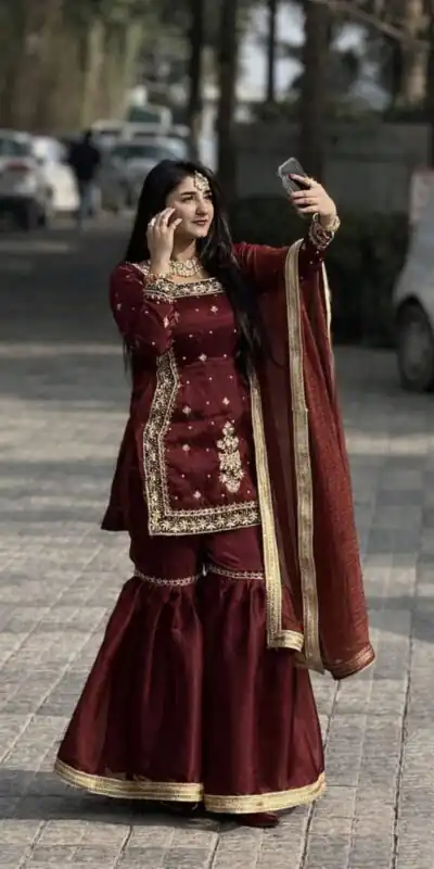 ZC 8010 Maroon Zimmy Silk Salwar Suit with Lace Work & Embroidery Work. Affordable Price ₹2049. Delivery 4-6 Working Days. Shop now. | Jump Suits, Salwar suit, Designer Suits, Casual Suits, Creative suits, Palazzo Suits, Party Wear Suits, Patiala Suits, Straight Suits