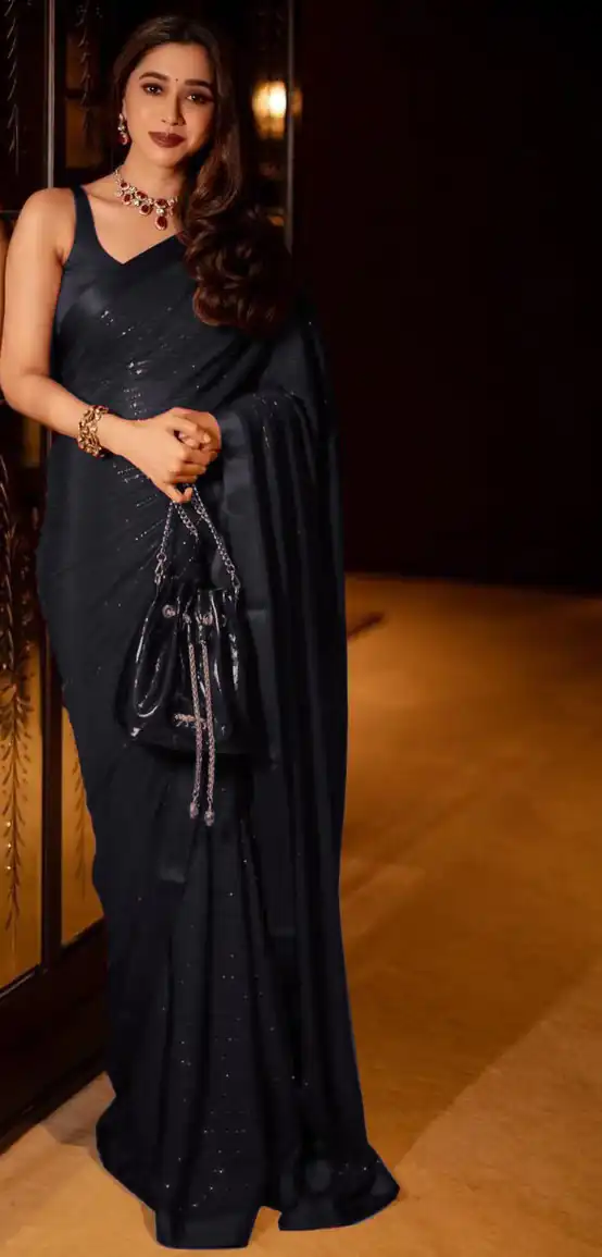 Black Georgette With Sequence Work Saree
