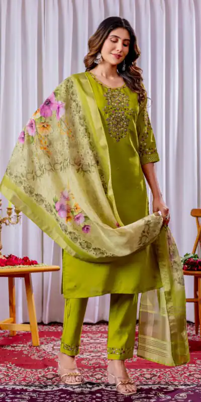 DIVA 111 Green Viscose Silk Salwar Suit with Thread Embroidery Work. Best Price ₹2049. Delivery 4-6 Working Days. Shop now. | Jump Suits, Straight Suits, Salwar suit, Designer Suits, Casual Suits, Creative suits, Palazzo Suits, Party Wear Suits, Patiala Suits