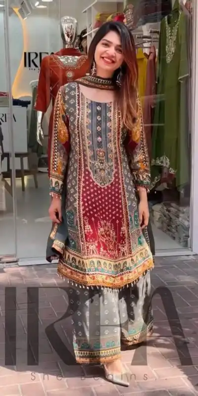 ST 207 Grey Color Georgette Salwar Suit with Embroidery Work. Introductory Price ₹1949. Delivery 4-6 Working Days. Shop now. | Jump Suits, Straight Suits, Salwar suit, Designer Suits, Casual Suits, Creative suits, Palazzo Suits, Party Wear Suits, Patiala Suits