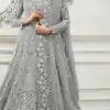 Grey Heavy Net Stone Embroidery Work Salwar Suit