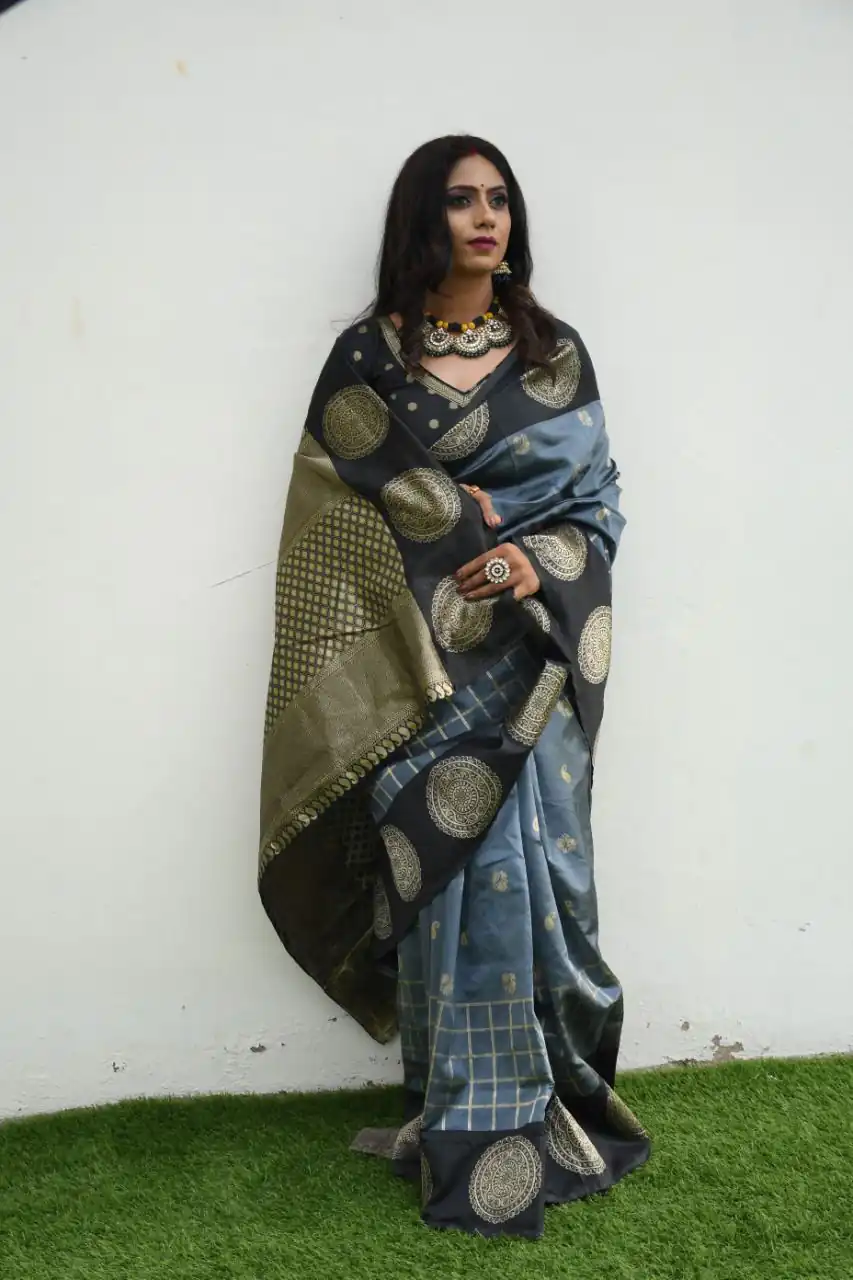 KPR 080 Grey Color Soft Lichi Silk Saree with Lace Border & Lace Work. Best Price ₹1449. Delivery 4-6 Working Days. Shop now. | Sarees, Bollywood Sarees, Creative Sarees, Designer Sarees, Embroidered Sarees, Ethnic Saree, Modern Digital sarees, Party Wear Sarees