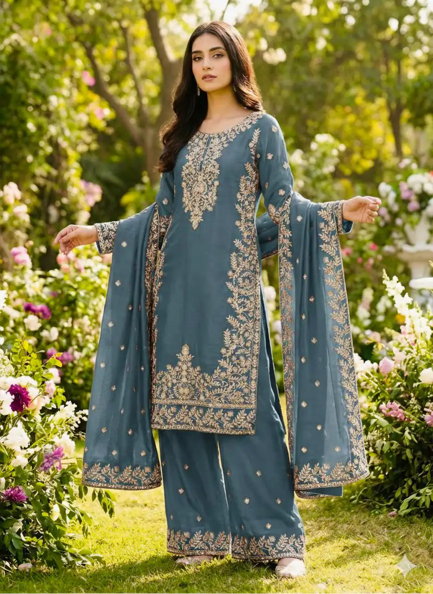 SRK 5316 Grey Organza Silk Salwar Suit Perfect for Wedding, Party, Makar Sankranti, Eid, Durga Puja – . Affordable Price ₹2149. Delivery 4-6 Workin | Jump Suits, Straight Suits, Salwar suit, Designer Suits, Casual Suits, Creative suits, Palazzo Suits, Party Wear Suits, Patiala Suits