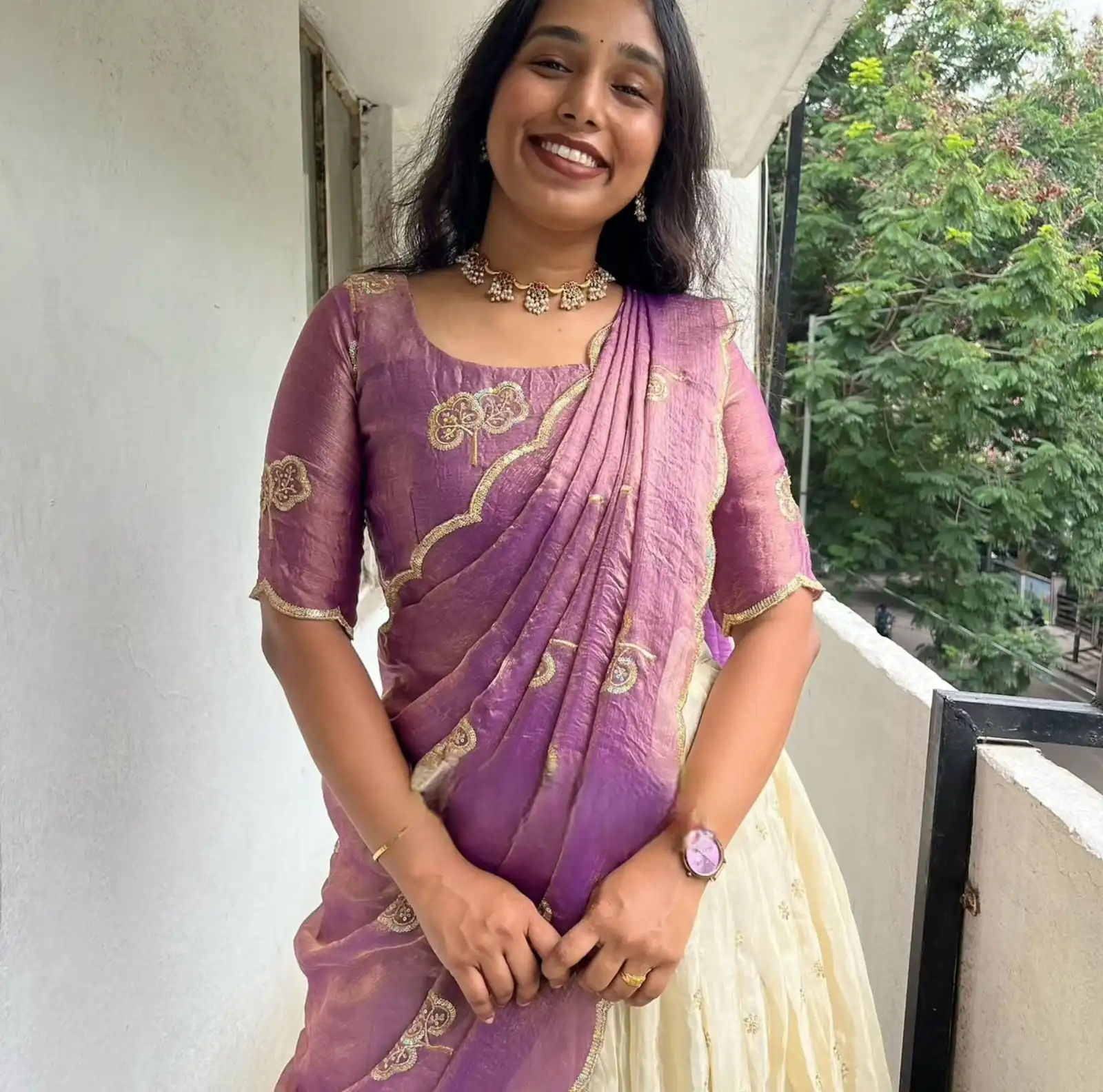 Lavender Fendy Silk Sequence Cut Work Lehenga Choli - Image 2