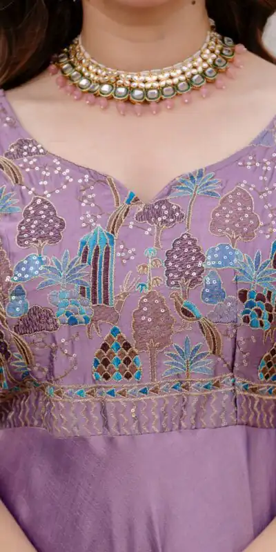 RR 39 Rust Lavender Silk Gown Perfect for Wedding, Party, Holi, Anniversary, Mehendi –. Grab it for ₹2149. Delivery 4-6 Working Days. Shop now. | Gowns, Bollywood Gowns, Creative Gowns, Designer Gowns, Embroidered Gowns, Party Wear Gowns