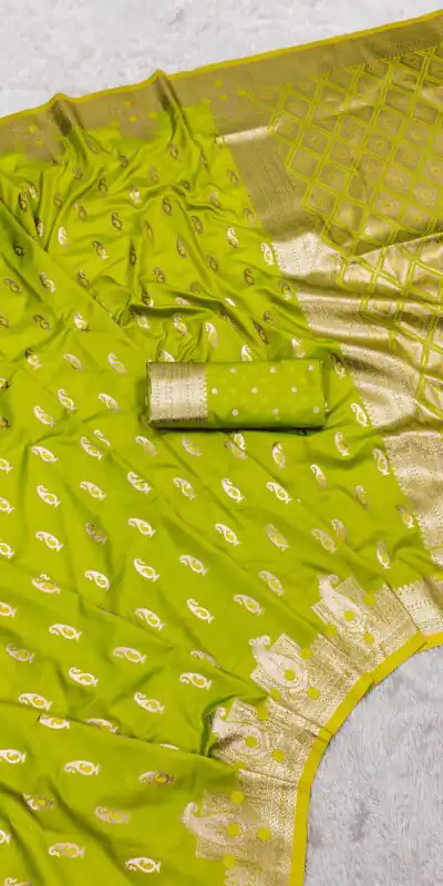 Lemon Yellow Banarasi Silk Zari Weaving Saree