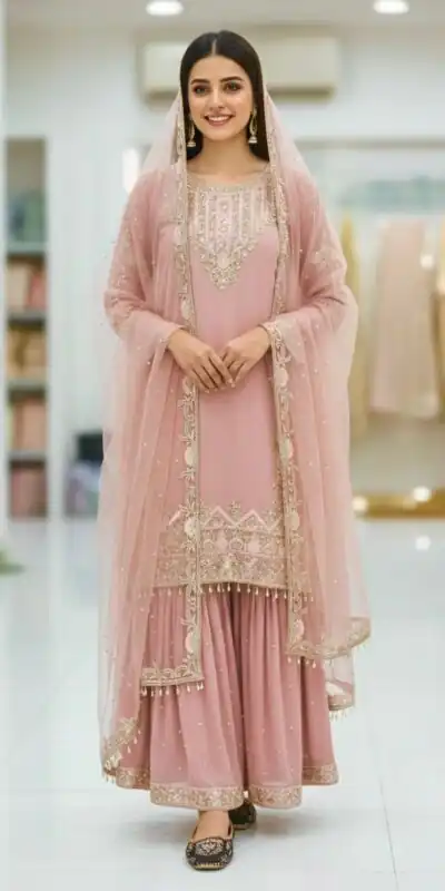 MT 1064 Light Pink Faux Georgette Salwar Suit Perfect for Wedding, Party, Family Gatherings, Sangeet, Housewarming – . Affordable Price ₹2099. Days | Jump Suits, Salwar suit, Designer Suits, Casual Suits, Creative suits, Palazzo Suits, Party Wear Suits, Patiala Suits, Straight Suits