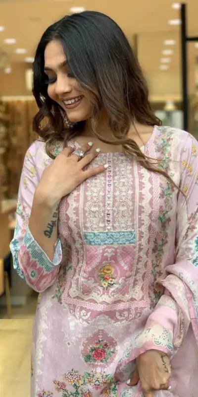 DC G22 Light Pink in Maslin Digital Print Salwar Suit . Wedding, Party, Festive, Events, Introductory Price ₹1749. Delivery 4-6 Working Days. Shop now. | Jump Suits, Straight Suits, Salwar suit, Designer Suits, Casual Suits, Creative suits, Palazzo Suits, Party Wear Suits, Patiala Suits